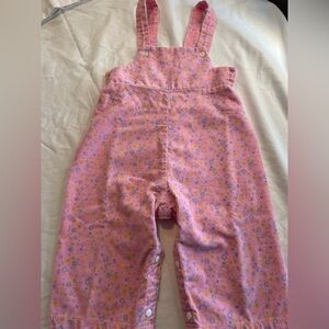 Vintage Pink Floral Kids Overalls